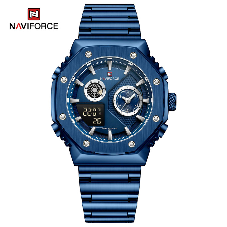 ساعت مچی مردانه نیوی فورس مدل naviforce 9216 - آبی استیل