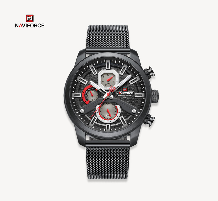 ساعت مچی مردانه نیوی فورس مدل naviforce 9211 - استیل مشکی مشکی