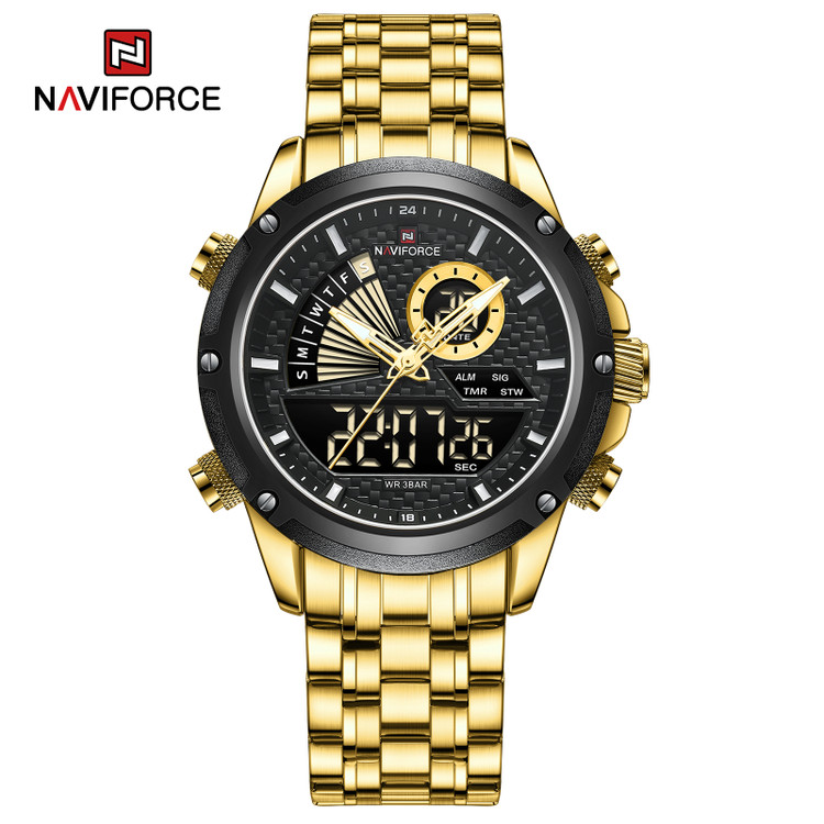 ساعت مچی مردانه نیوی فورس مدل naviforce 9205 - طلایی مشکی