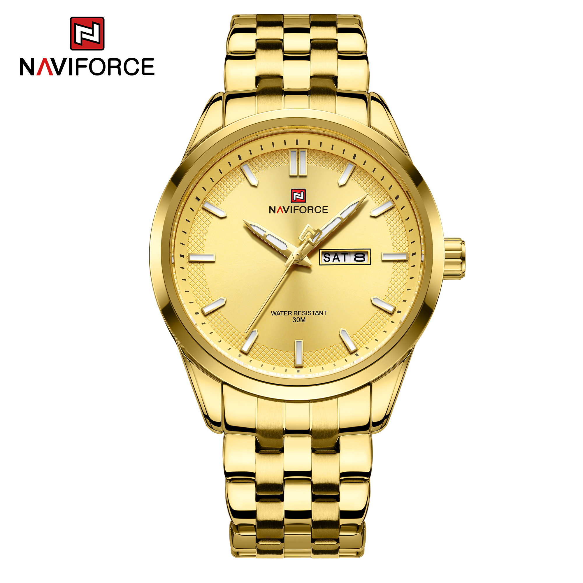 ساعت مچی مردانه نیوی فورس مدل naviforce 9203 - طلایی.طلایی