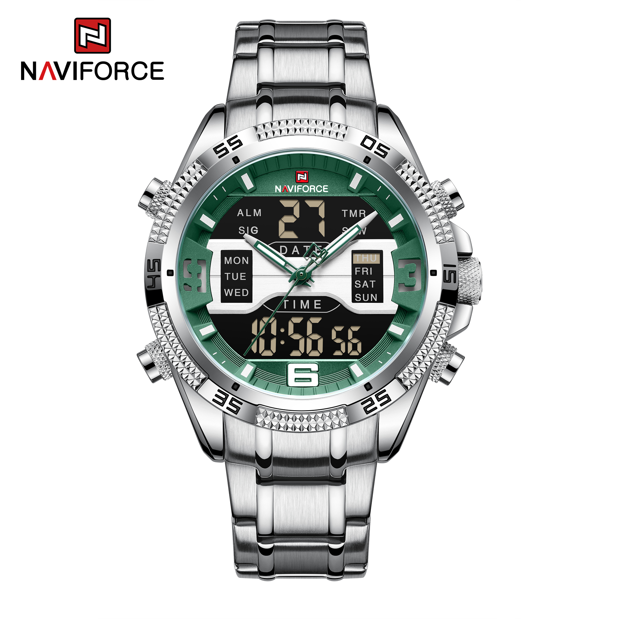 ساعت مچی مردانه نیوی فورس مدل naviforce 9201 - نقره ای سبز