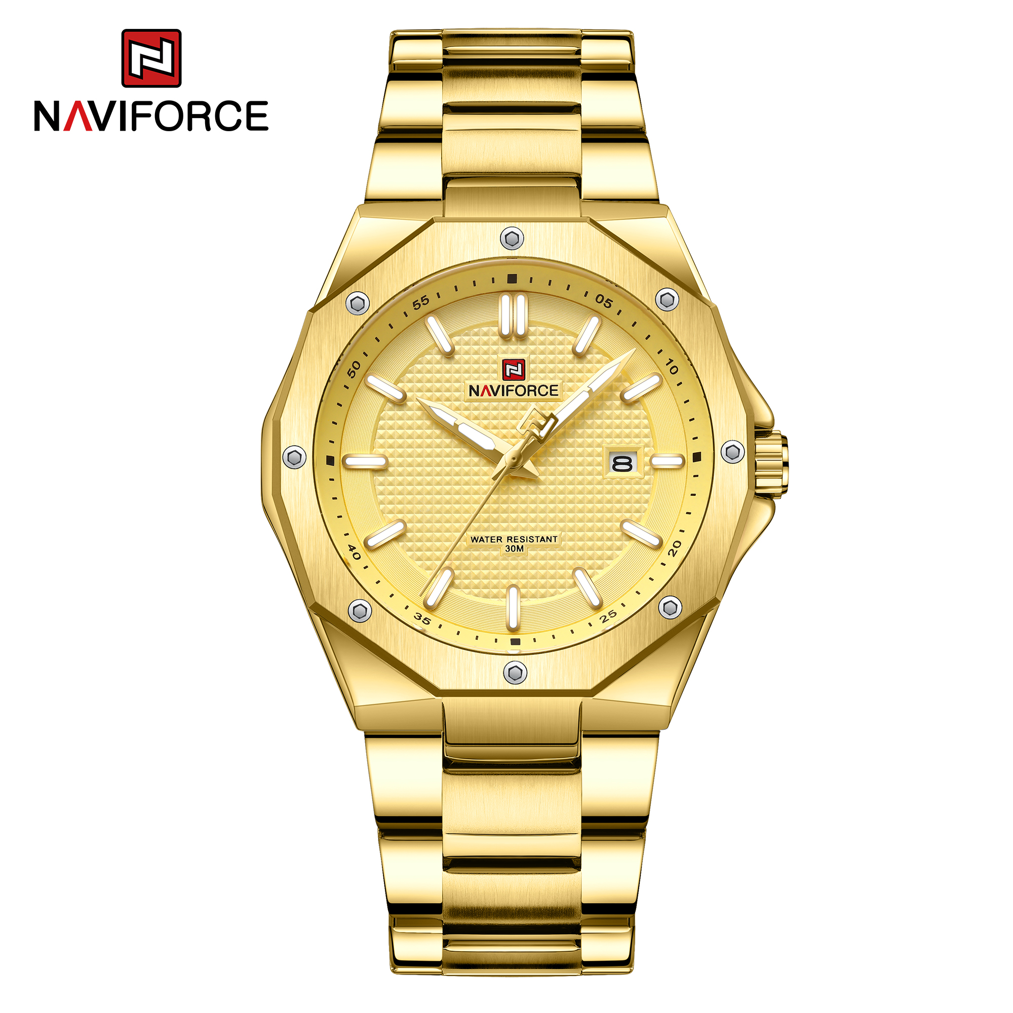 ساعت مچی مردانه استیل نیوی فورس مدل Naviforce 9200 - طلایی