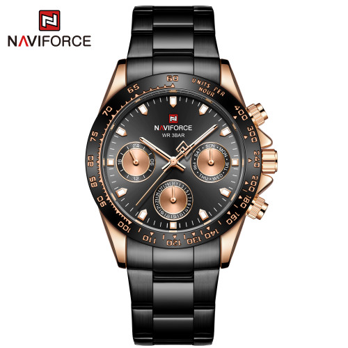 ساعت مچی مردانه نیوی فورس مدل naviforce 9193 - رزگلد مشکی