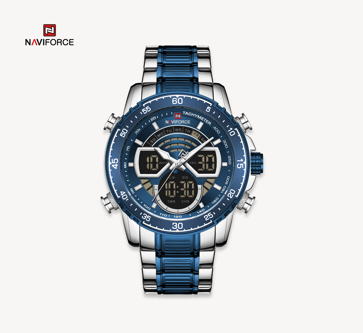 ساعت مچی مردانه نیوی فورس مدل naviforce 9189 - ترکیبی آبی
