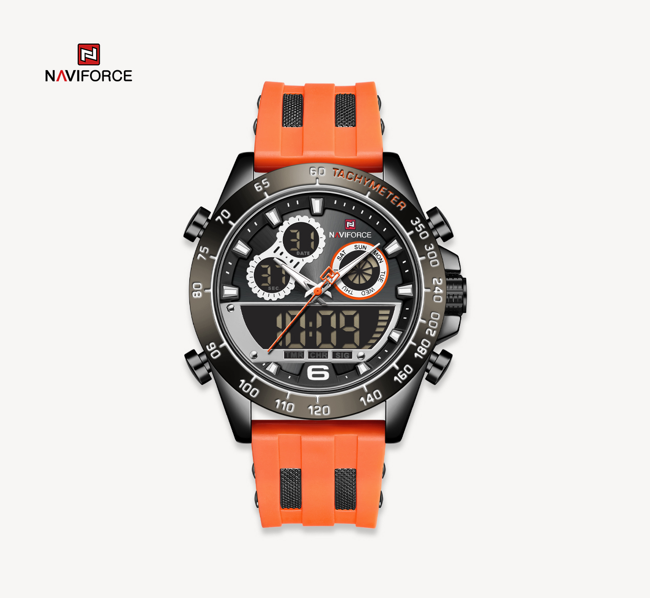 ساعت مچی مردانه نیوی فورس سیلیکون مدل naviforce 9188 - نارنچی