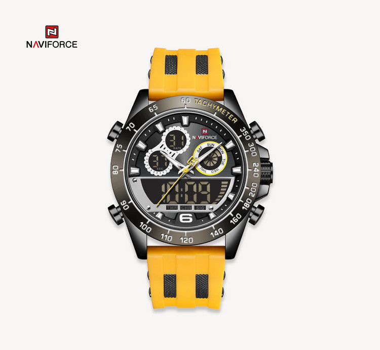 ساعت مچی مردانه نیوی فورس سیلیکون مدل naviforce 9188 - زرد