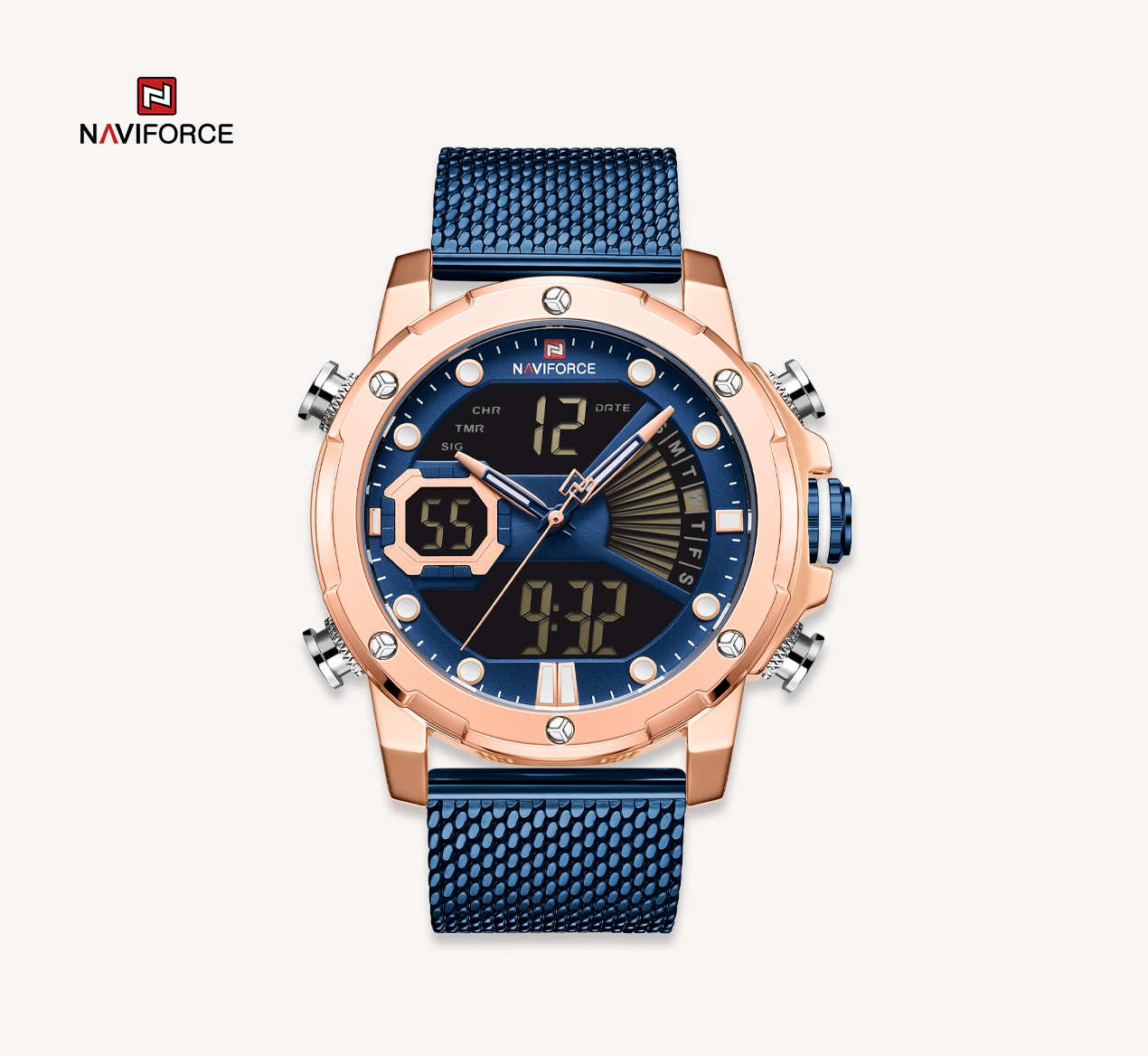 ساعت مچی مردانه نیوی فورس استیل مدل naviforce 9172 - آبی