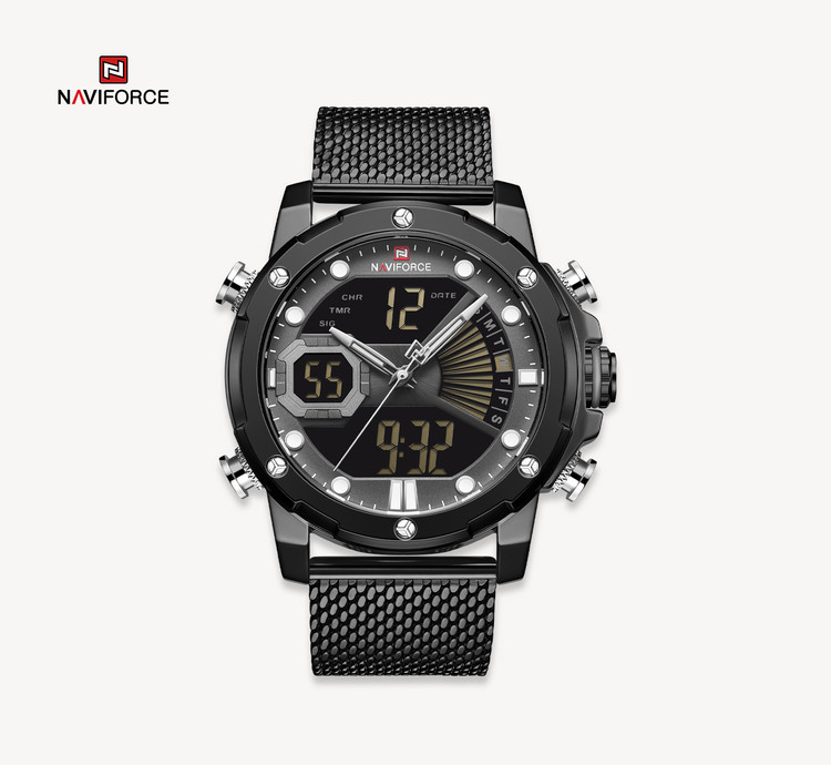 ساعت مچی مردانه نیوی فورس استیل مدل naviforce 9172 - استیل مشکی