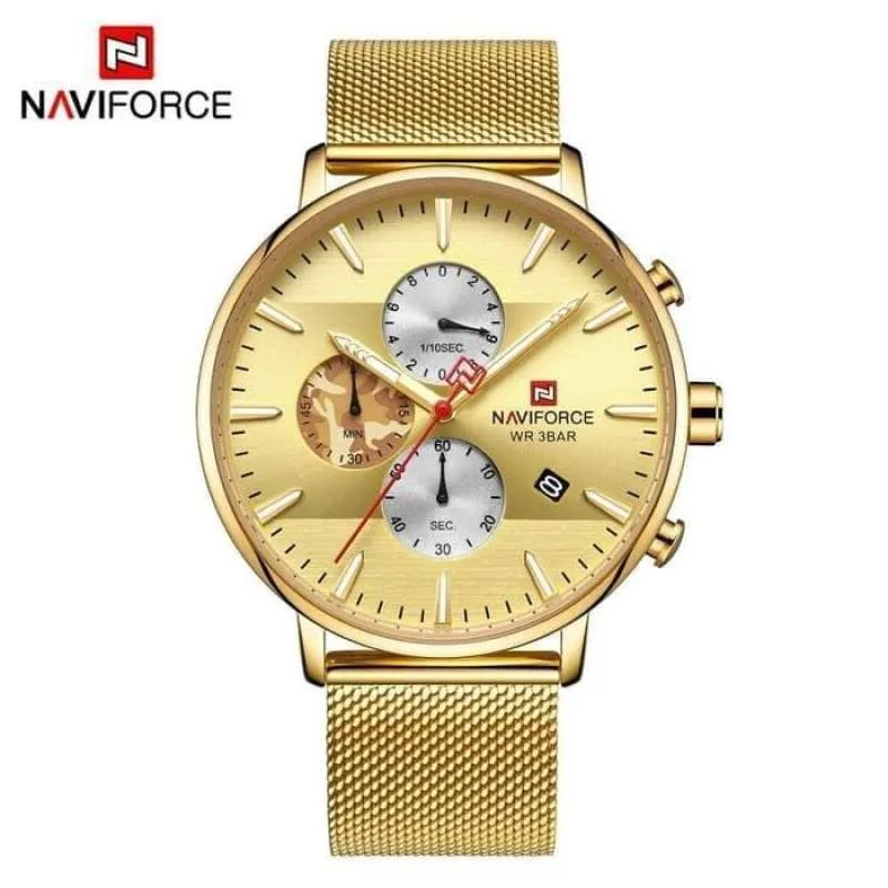 ساعت مچی مردانه نیوی فورس مدل naviforce 9169 - طلایی