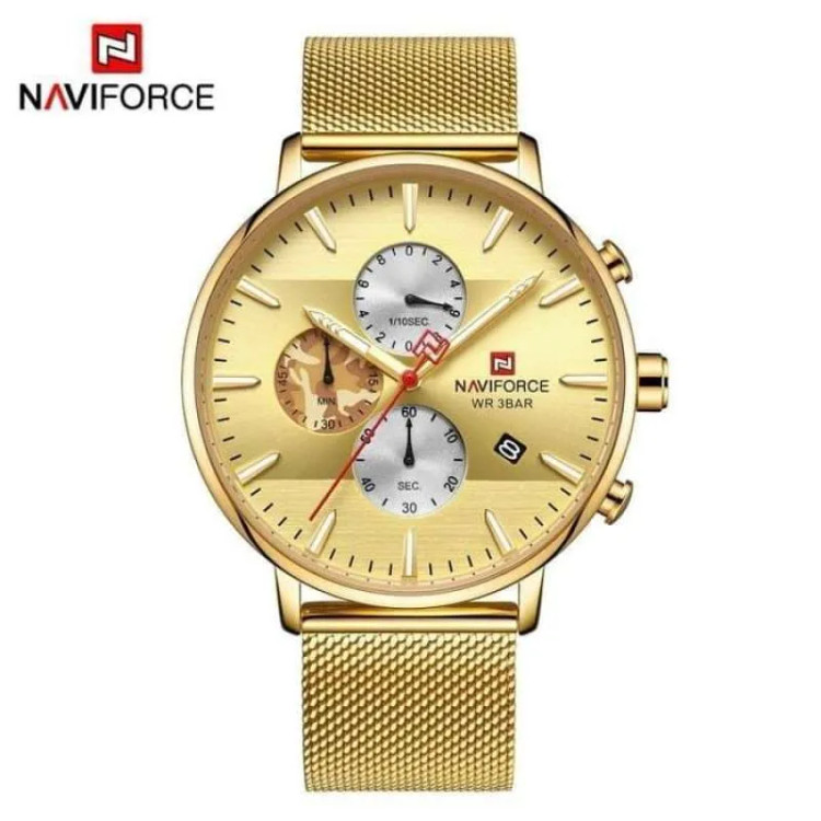 ساعت مچی مردانه نیوی فورس مدل naviforce 9169 - طلایی