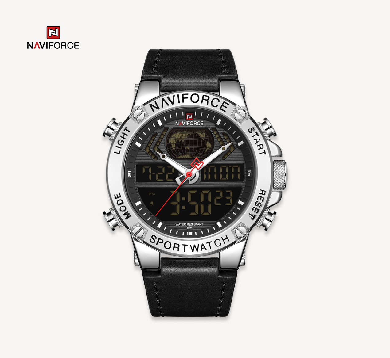 ساعت مچی مردانه نیوی فورس مدل naviforce 9164 - مشکی.نقره ای