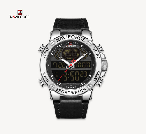ساعت مچی مردانه نیوی فورس مدل naviforce 9164 - مشکی.نقره ای