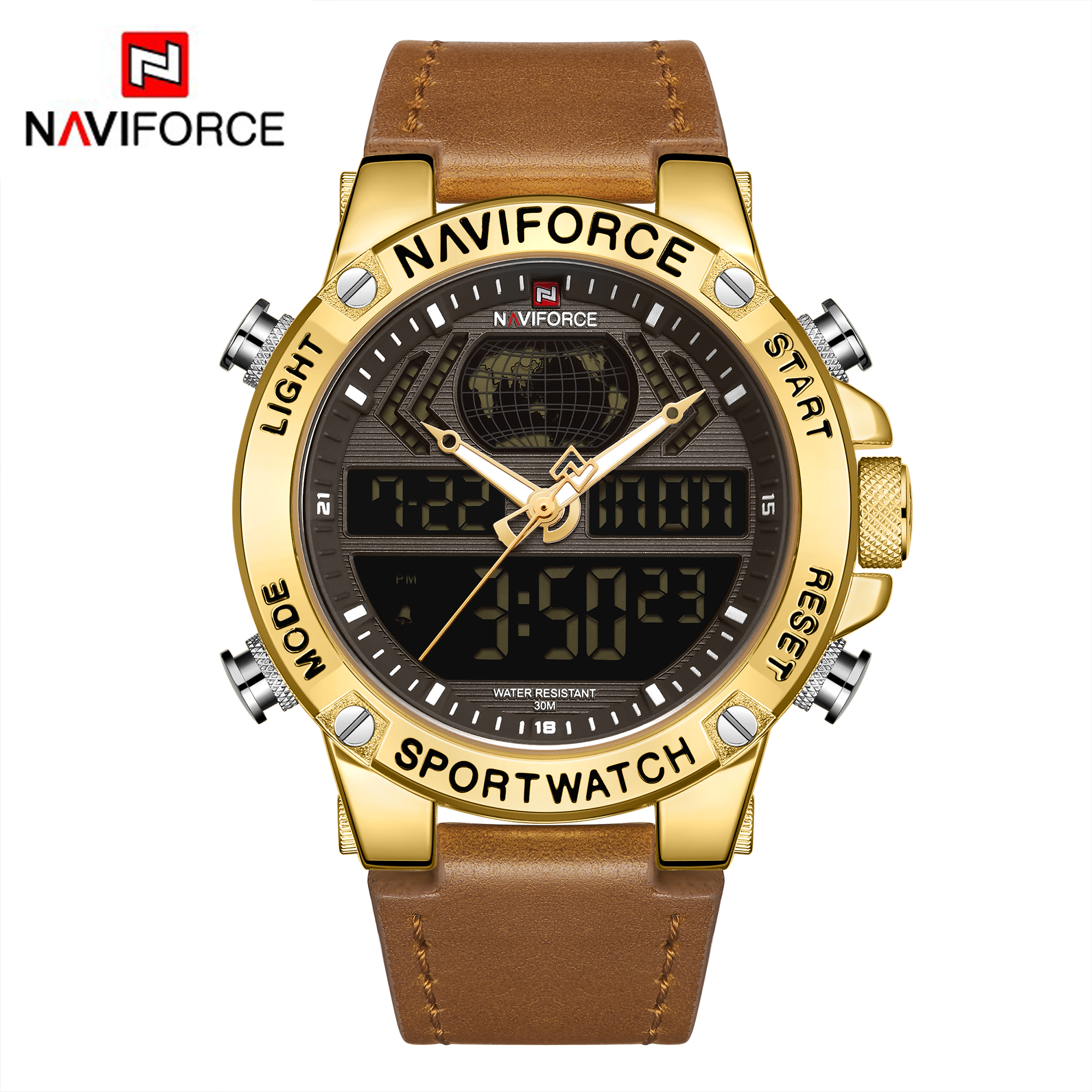 ساعت مچی مردانه نیوی فورس مدل naviforce 9164 - طلایی