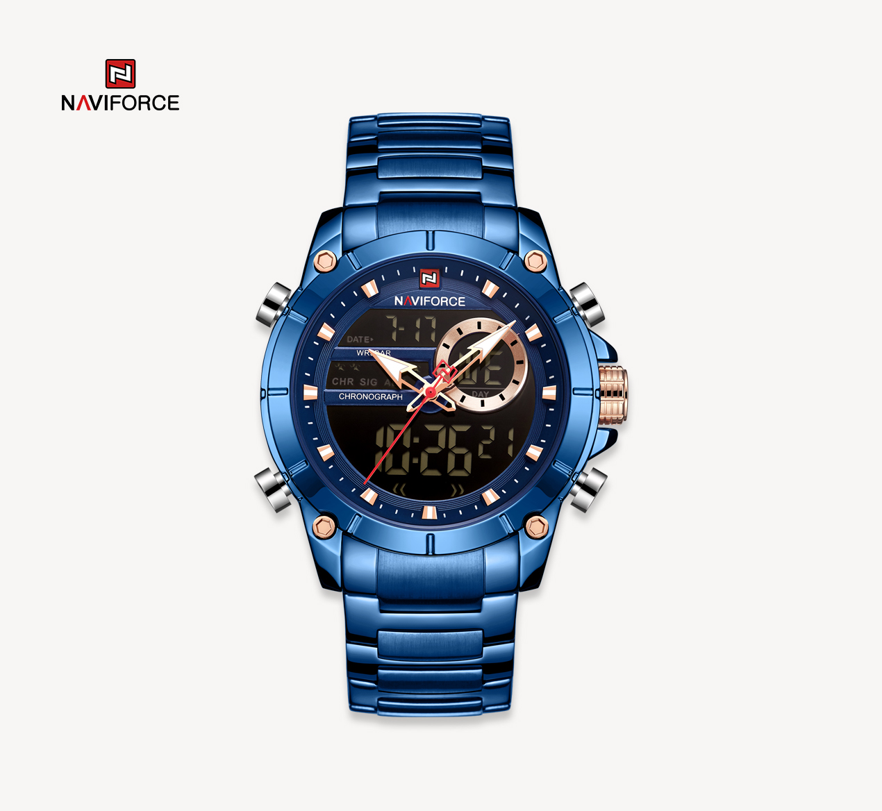 ساعت مچی مردانه نیوی فورس مدل naviforce 9163 - آبی