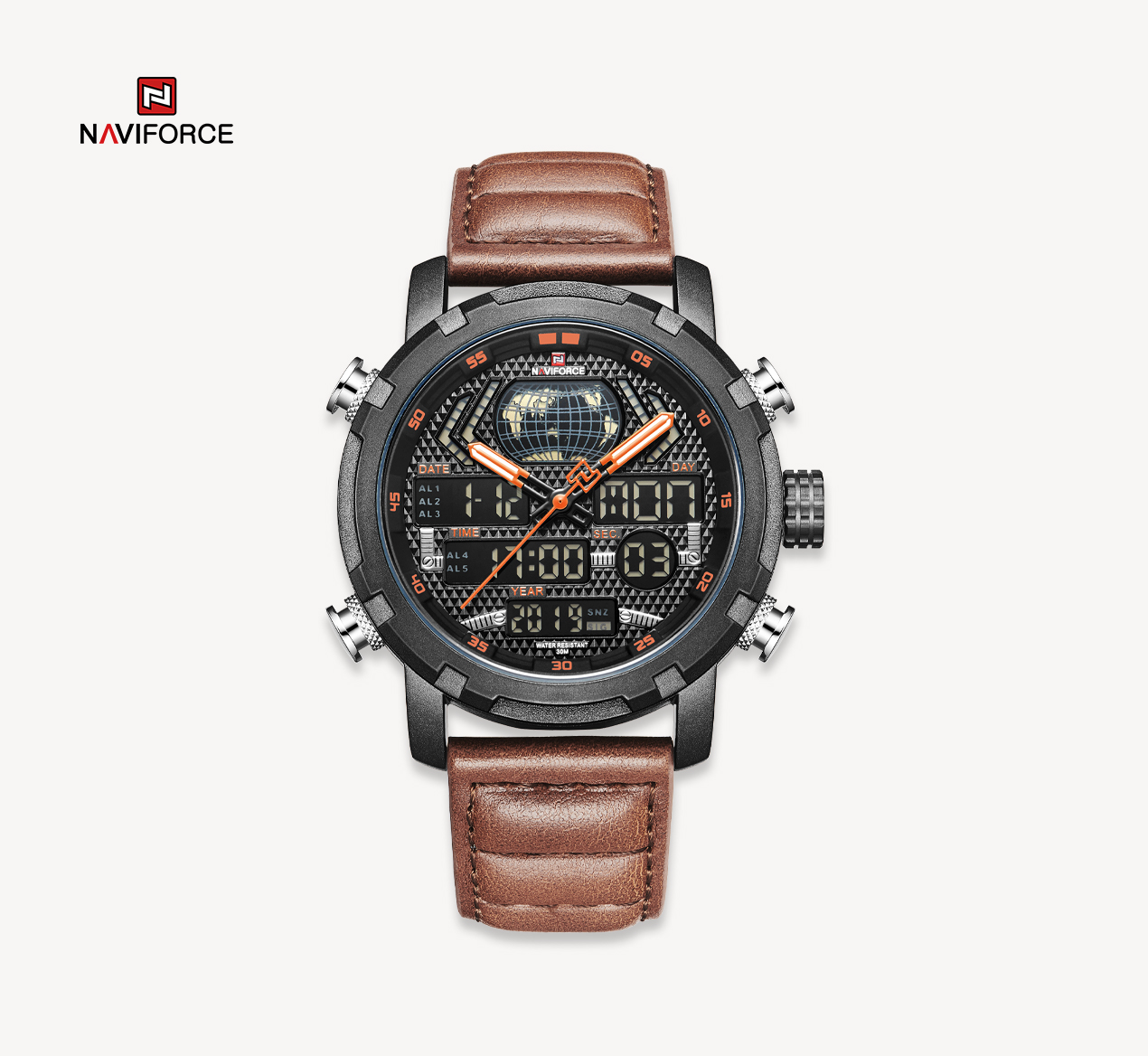 ساعت مچی مردانه نیوی فورس مدل naviforce 9160 - مشکی قهوه ای