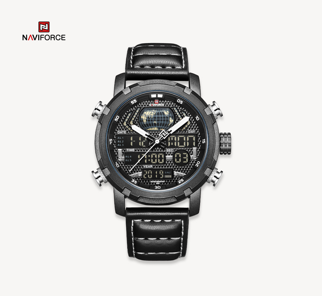 ساعت مچی مردانه نیوی فورس مدل naviforce 9160 - مشکی سفید