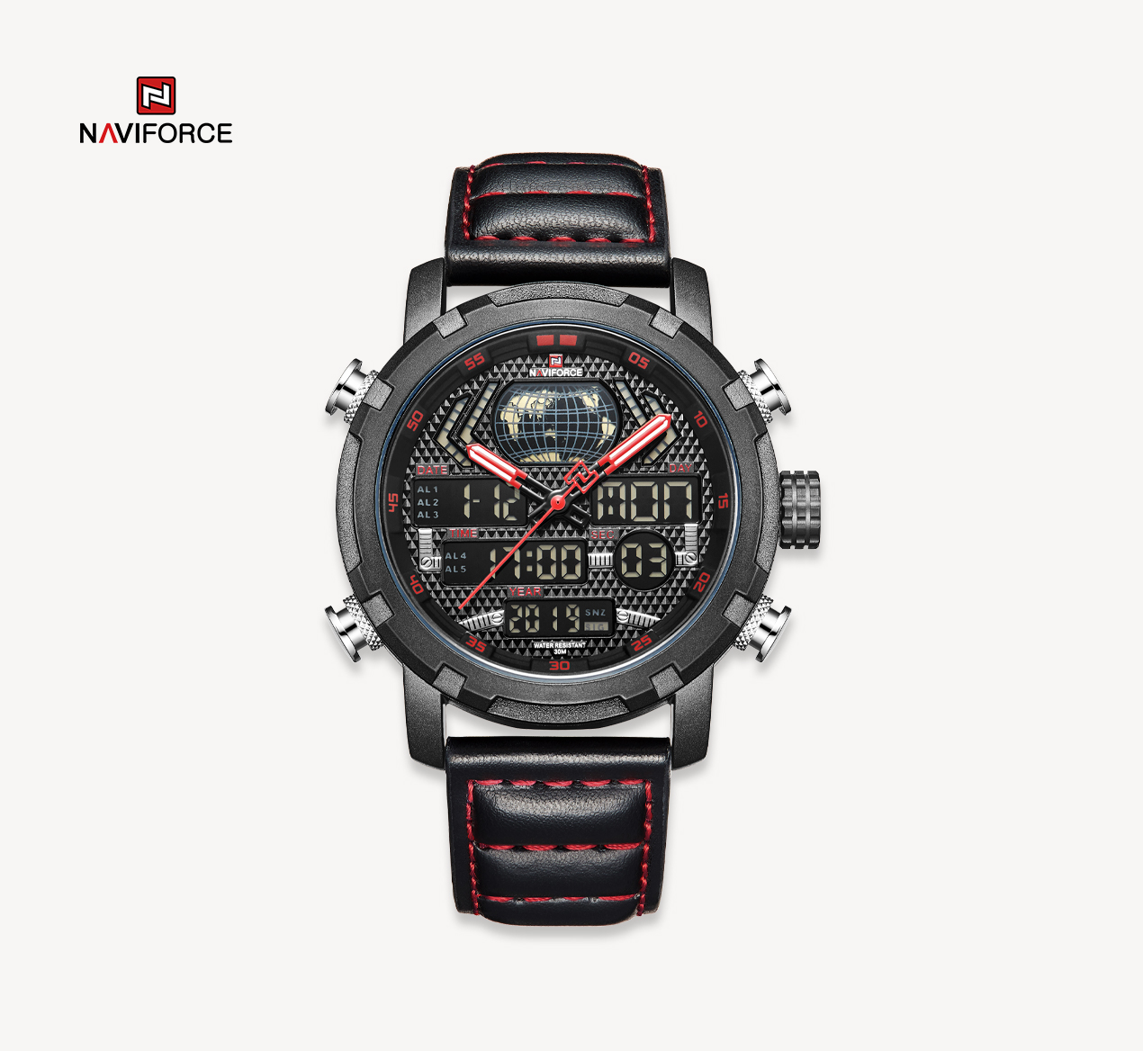 ساعت مچی مردانه نیوی فورس مدل naviforce 9160 - قرمز