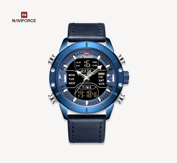 ساعت مچی مردانه نیوی فورس چرمی مدل Naviforce 9153 - آبی