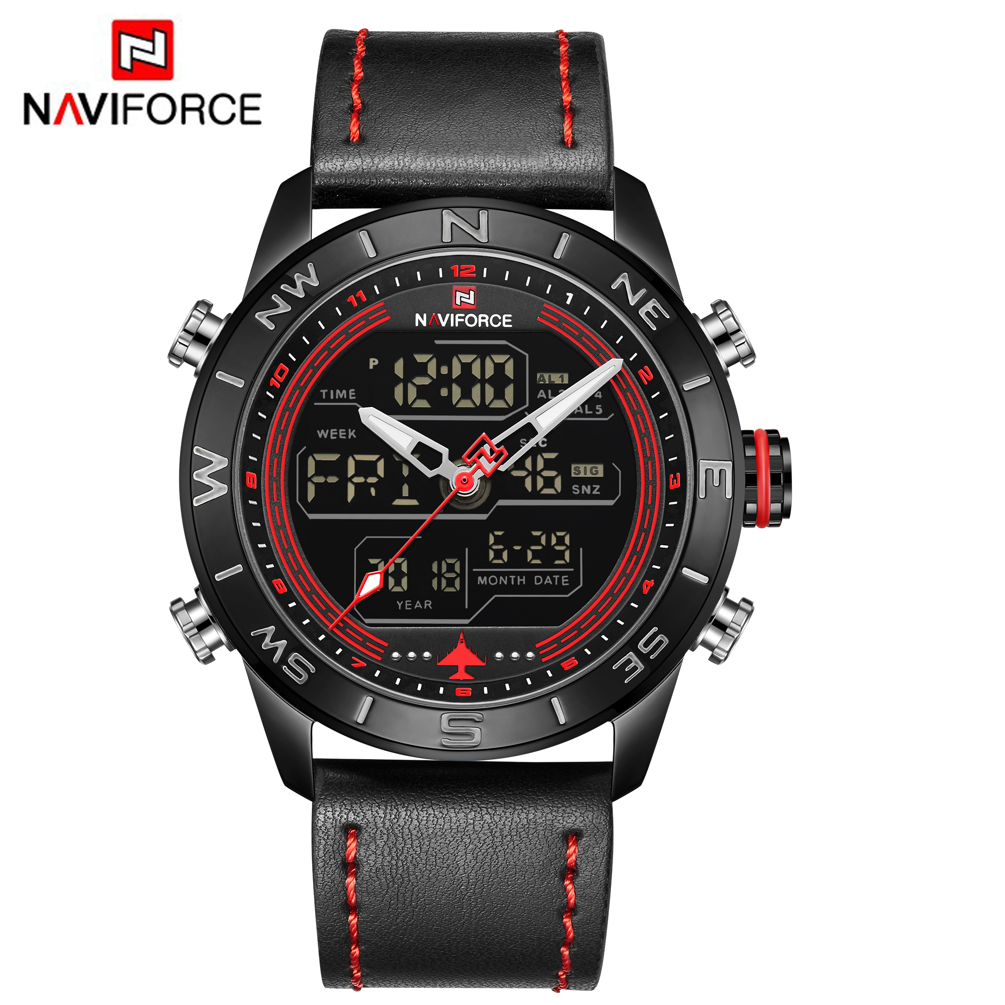 ساعت مچی مردانه نیوی فورس مدل Naviforce 9144 - مشکی قرمز