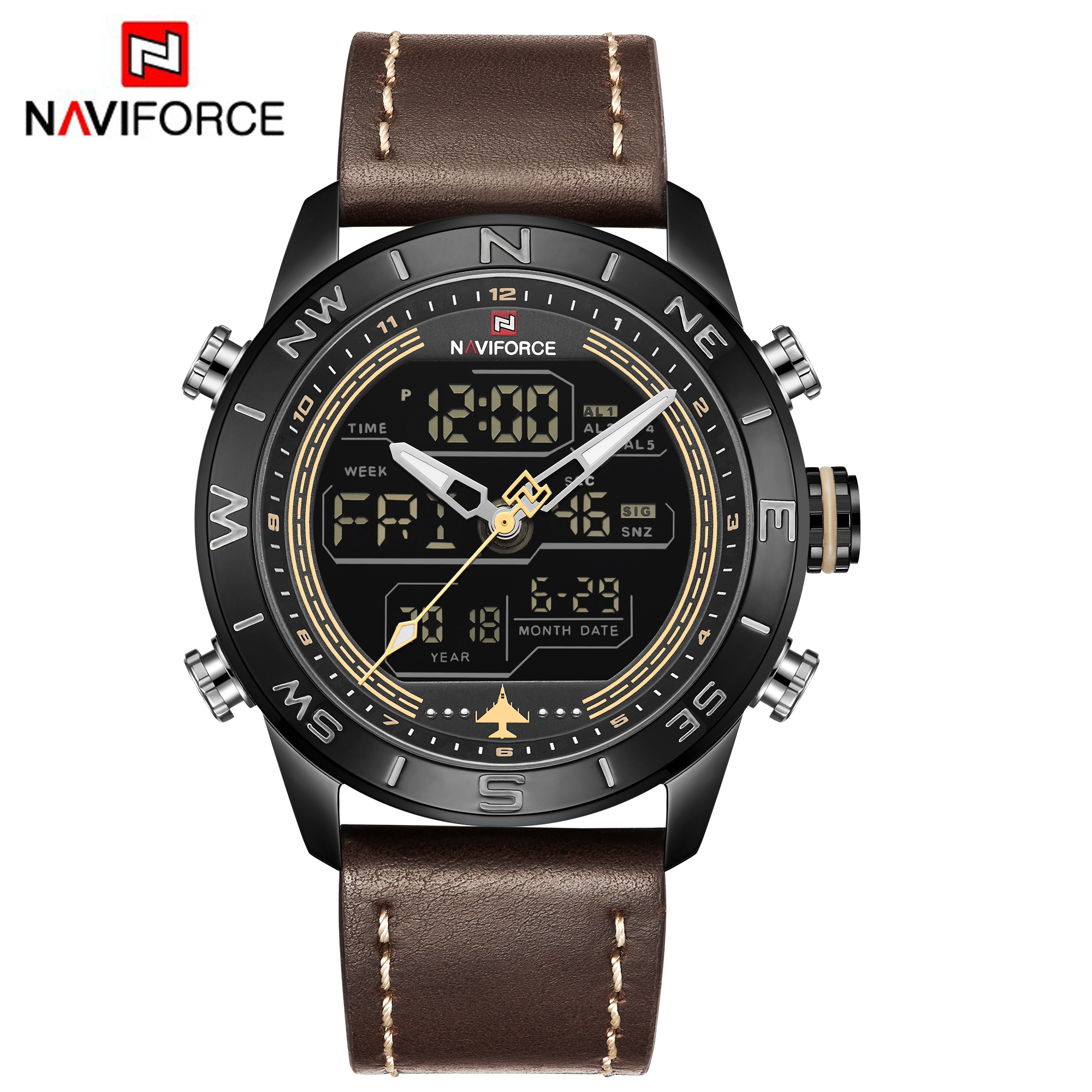 ساعت مچی مردانه نیوی فورس مدل Naviforce 9144 - چرم قهوه ای
