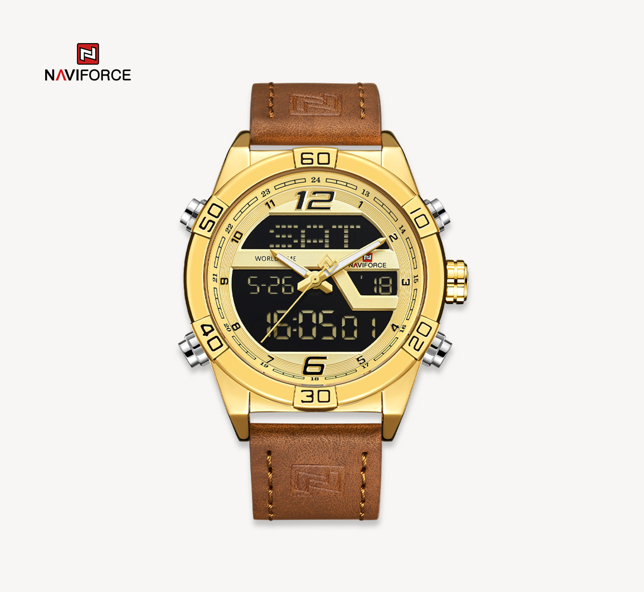 ساعت مچی مردانه نیوی فورس مدل Naviforce 9128 - طلایی