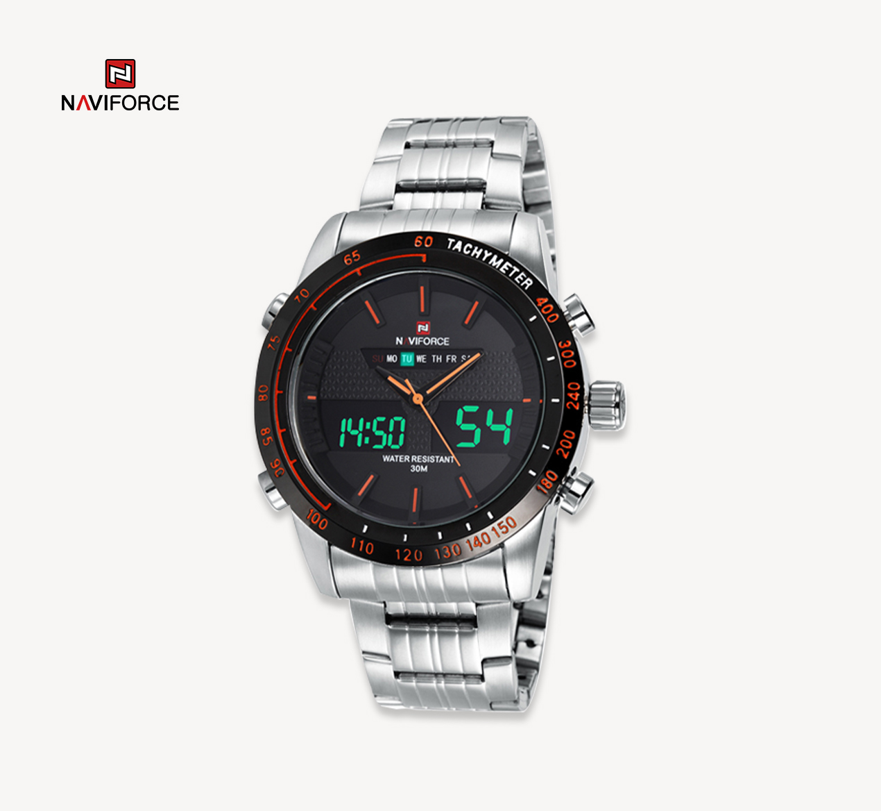 ساعت مچی مردانه نیوی فورس مدل naviforce 9024 - نقره ای