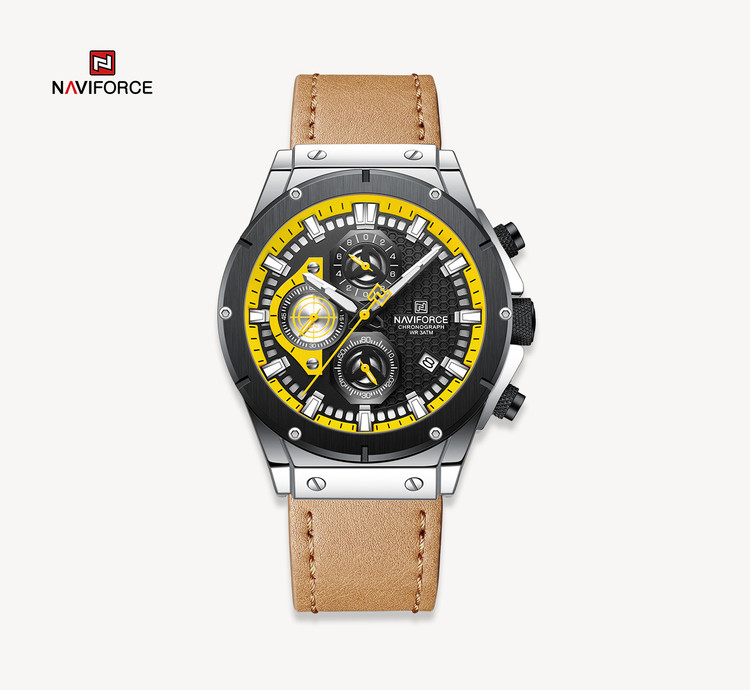 ساعت مچی مردانه نیوی فورس چرم مدل Naviforce 8027 - چرم قهوه ای