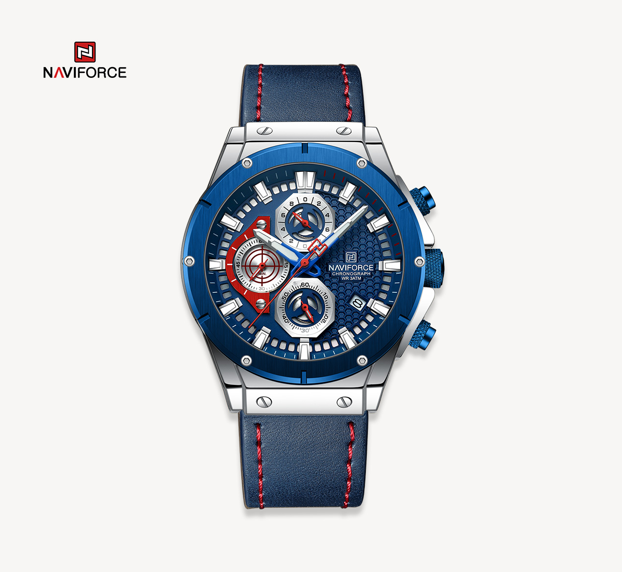 ساعت مچی مردانه نیوی فورس چرم مدل Naviforce 8027 - ابی تیره