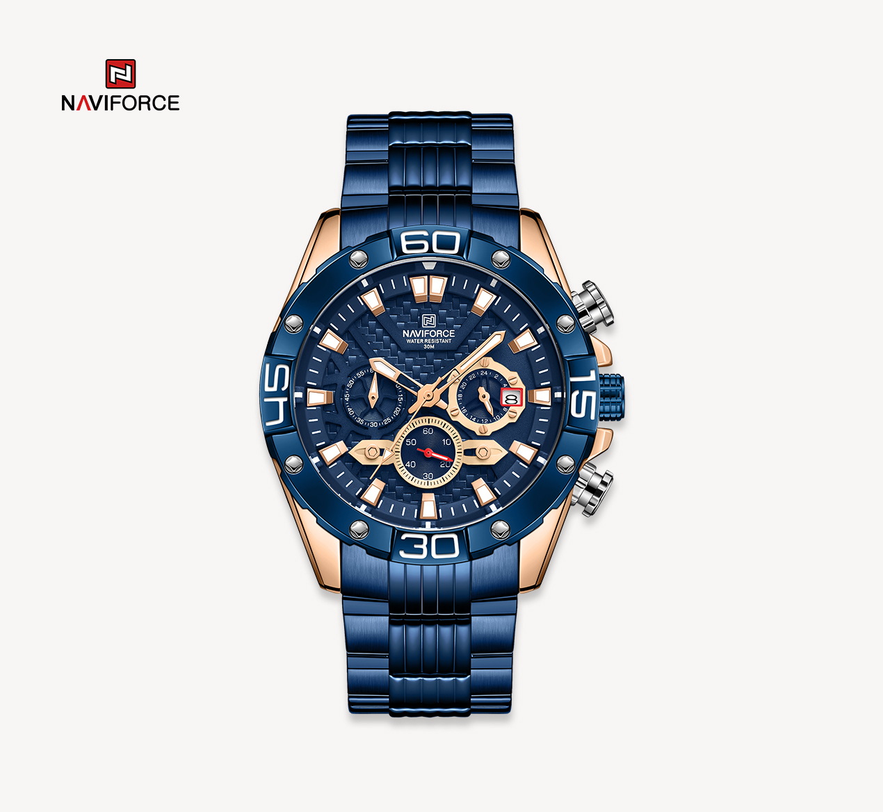 ساعت مچی مردانه نیوی فورس استیل مدل Naviforce 8019 - آبی