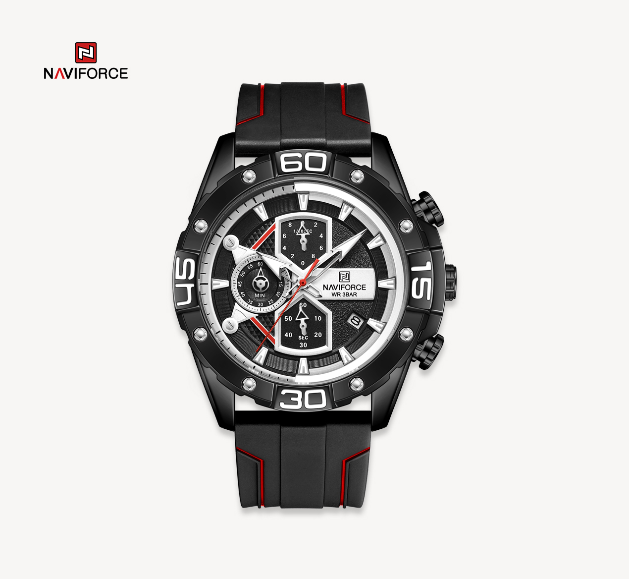 ساعت مچی مردانه نیوی فورس سیلیکون مدل NAVIFORCE 8018 - مشکی مشکی