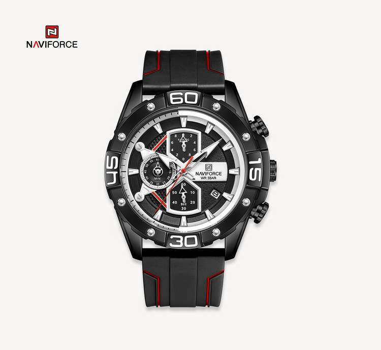 ساعت مچی مردانه نیوی فورس سیلیکون مدل NAVIFORCE 8018 - مشکی مشکی
