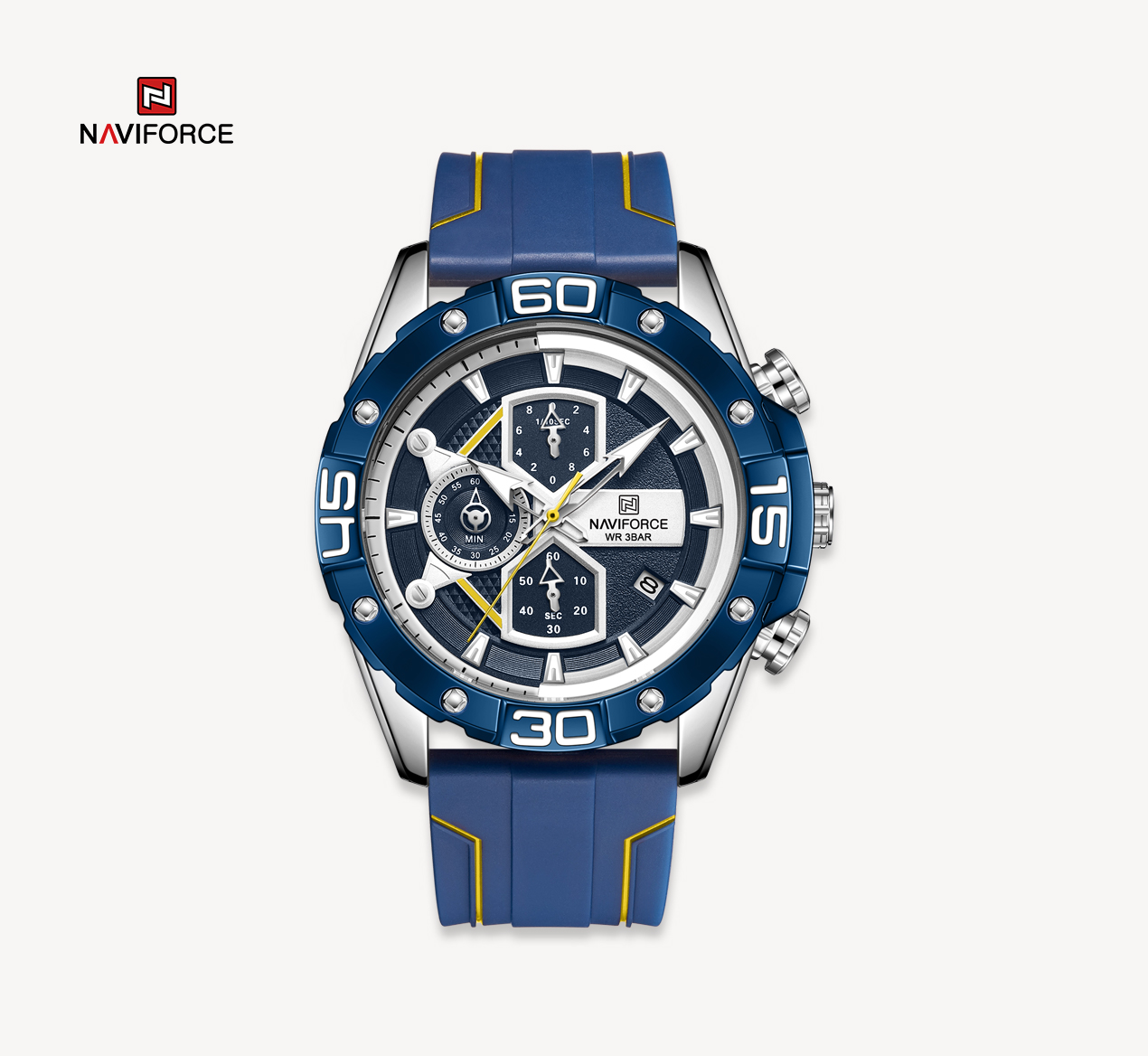ساعت مچی مردانه نیوی فورس سیلیکون مدل NAVIFORCE 8018 - ابی نقره ای