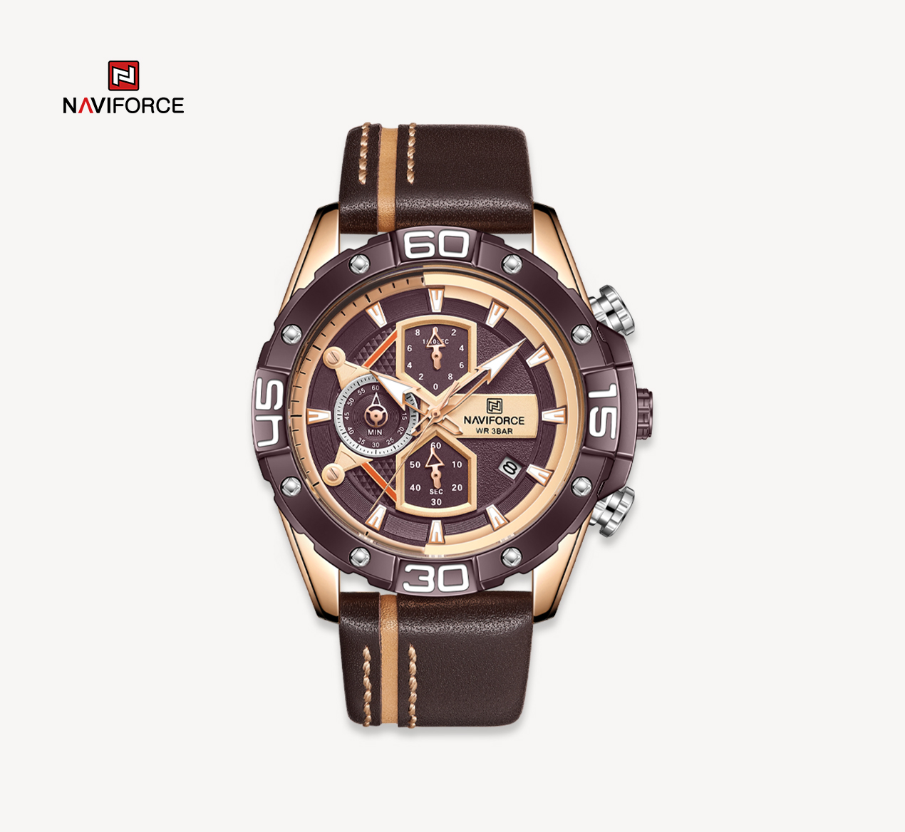 ساغت مچی مردانه نیوی فورس مدل NAVIFORCE 8018 - قهوه ای