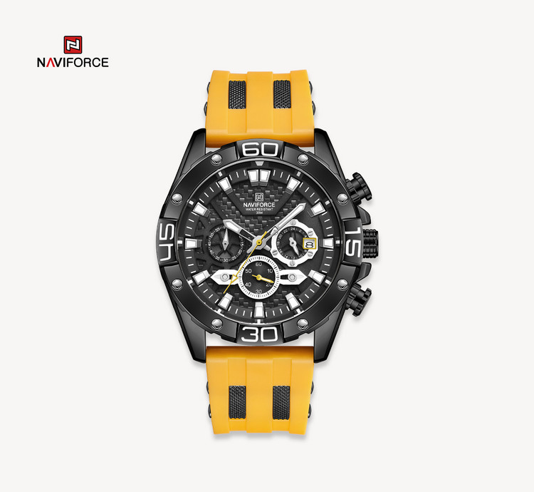 ساعت مچی مردانه نیوی فورس سیلیکونی مدل Naviforce 8019 - زرد