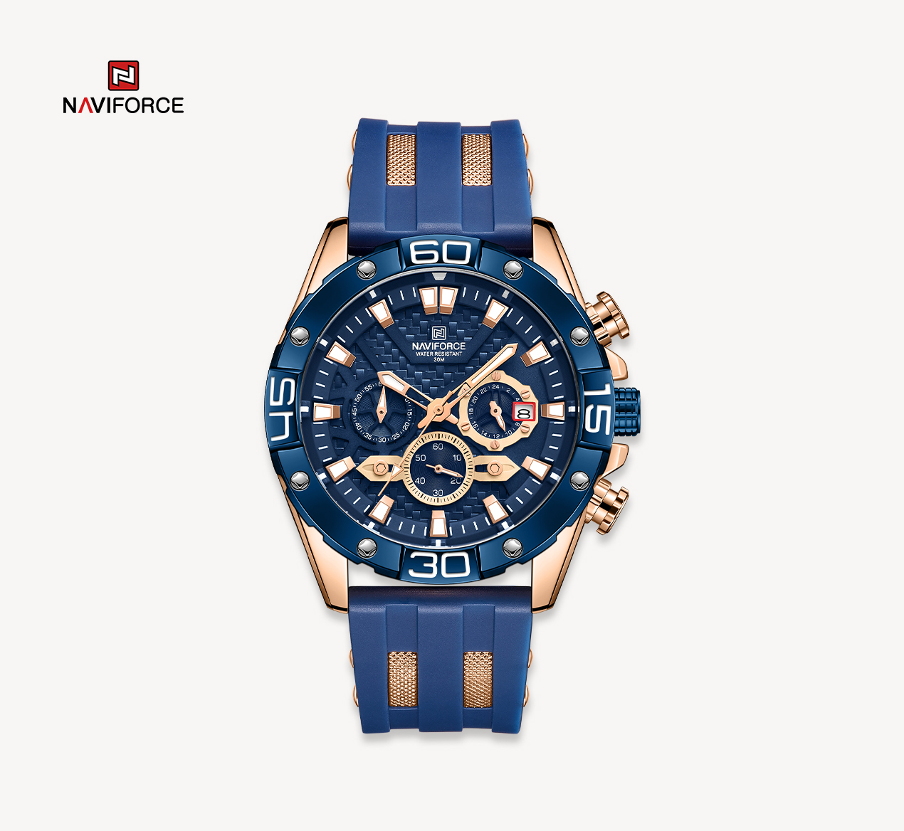 ساعت مچی مردانه نیوی فورس سیلیکونی مدل Naviforce 8019 - آبی