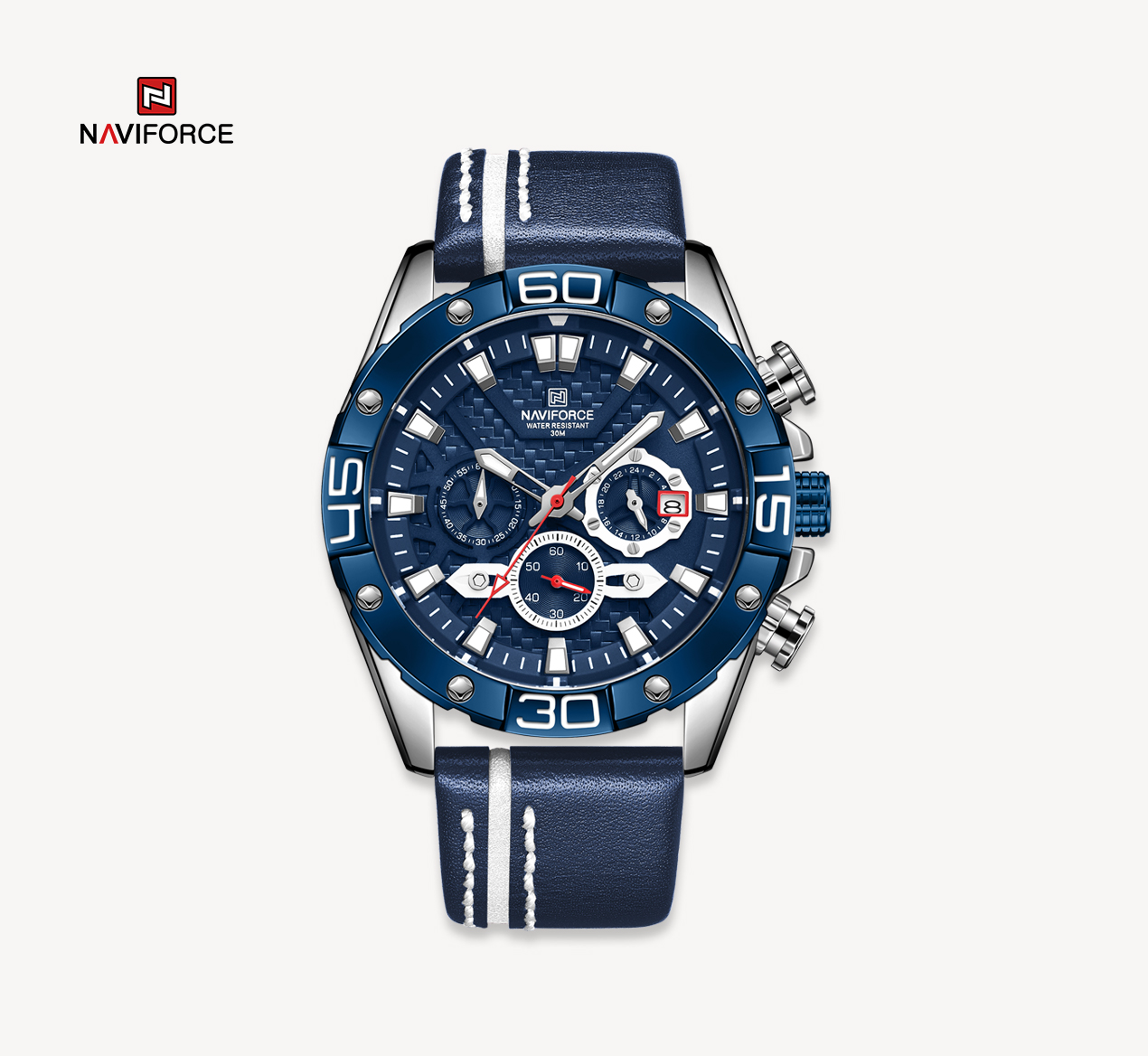 ساعت چرمی مردانه نیوی فورس مدل Naviforce 8019 - آبی