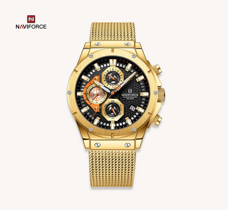ساعت مچی مردانه نیوی فورس استیل مدل Naviforce 8027 - طلایی مشکی