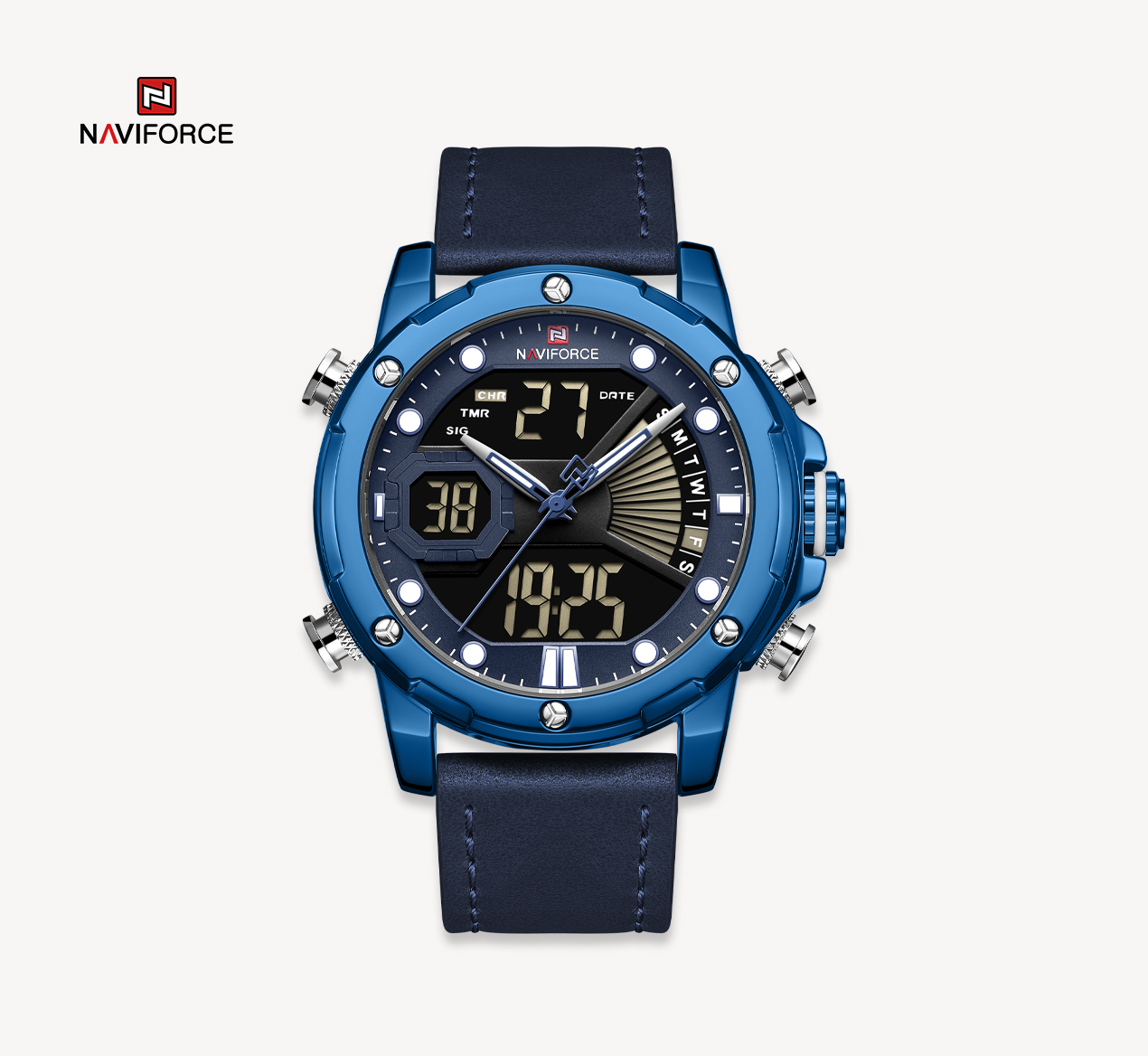 ساعت مچی مردانه نیوی فورس چرمی مدل Naviforce 9172 - آبی