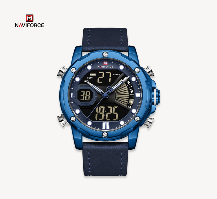 ساعت مچی مردانه نیوی فورس چرمی مدل Naviforce 9172 - آبی