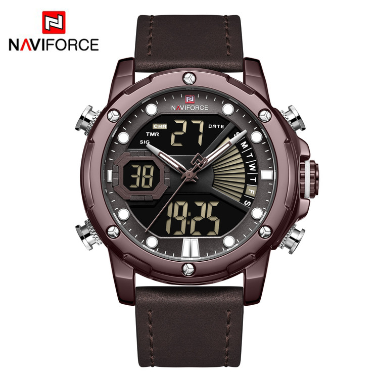 ساعت مچی مردانه نیوی فورس چرمی مدل Naviforce 9172 - کافی