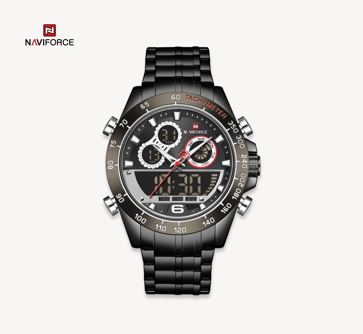 ساعت مچی مردانه نیوی فورس استیل مدل naviforce 9188 - مشکی مشکی
