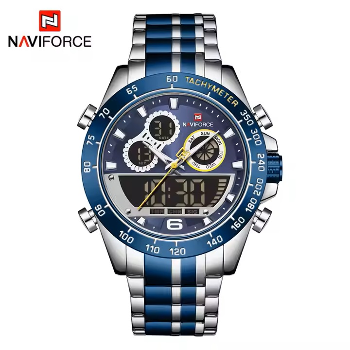 ساعت مچی مردانه نیوی فورس استیل مدل naviforce 9188 - نقره ای ابی