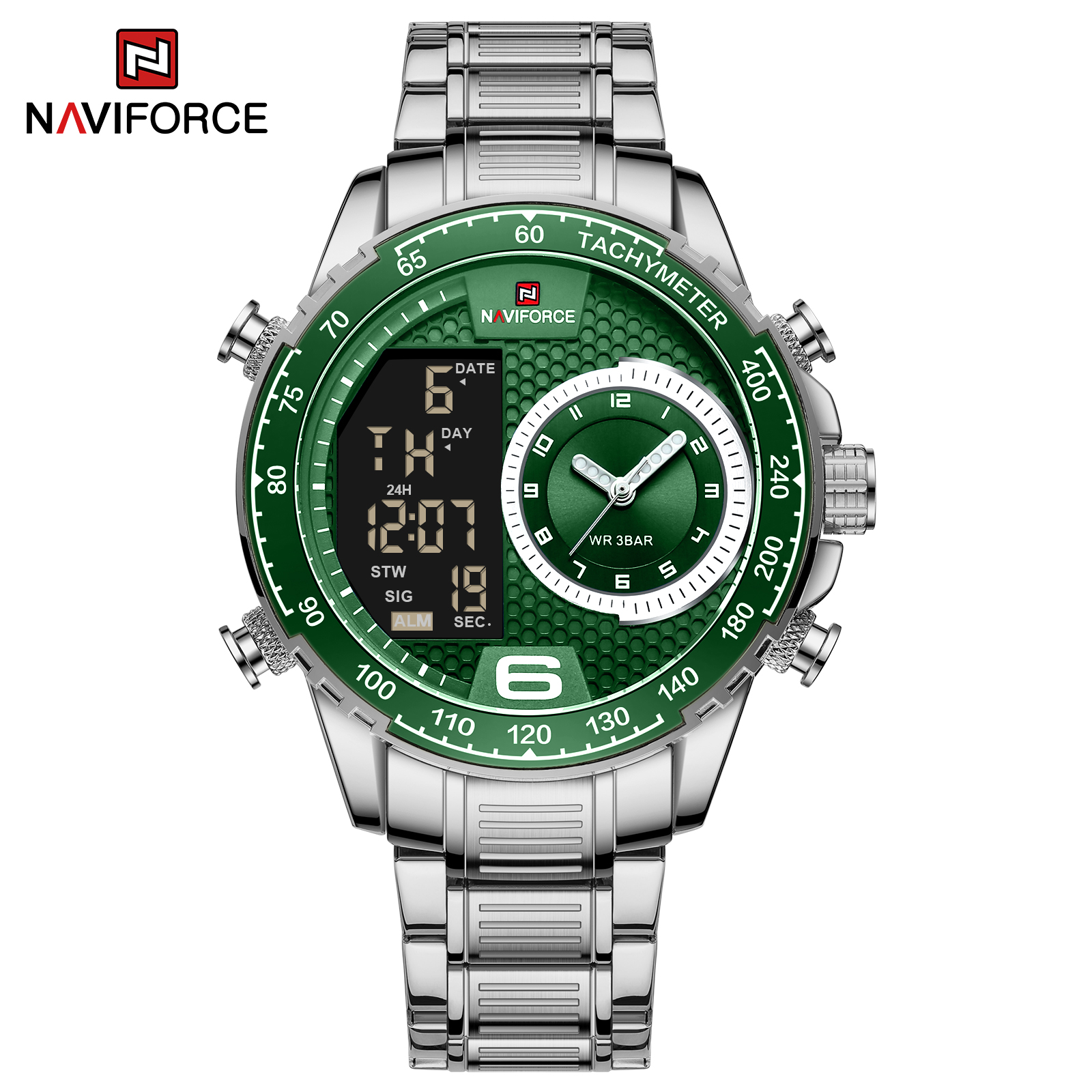 ساعت مچی مردانه نیوی فورس استیل مدل Naviforce 9199 - نقره ای سبز