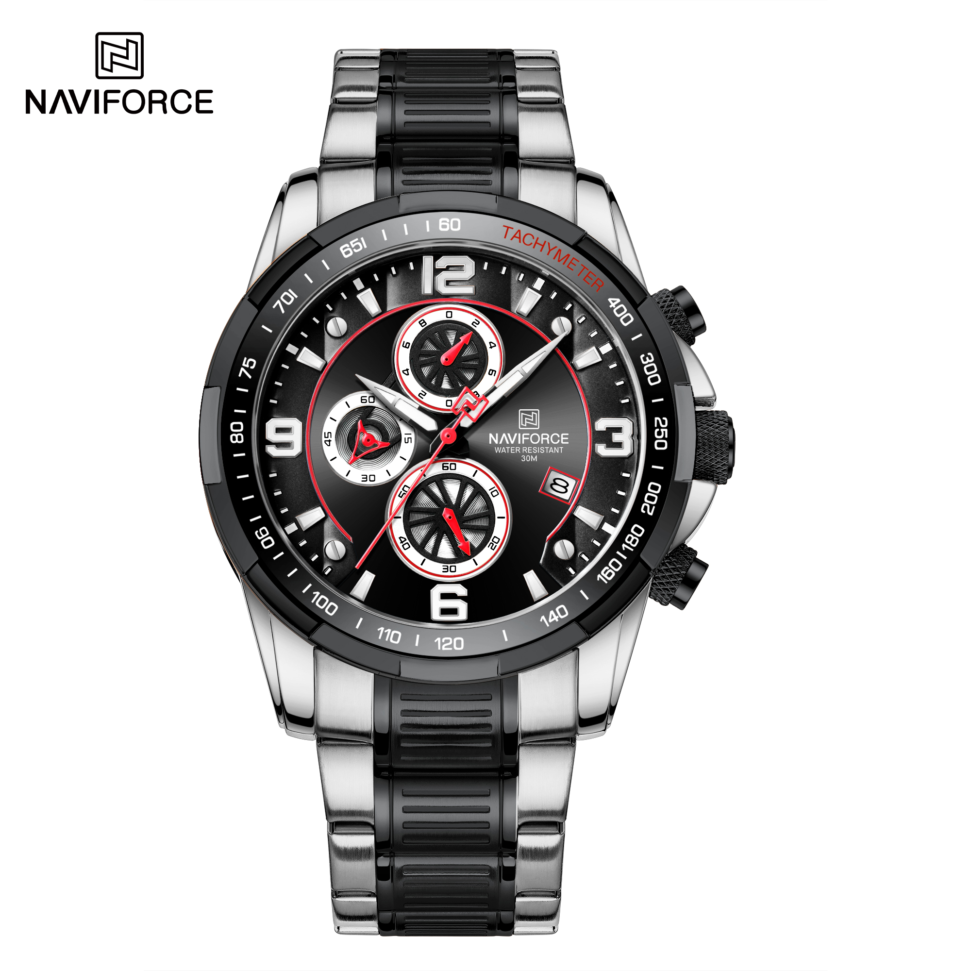 ساعت مچی مردانه نیوی فورس استیل مدل NAVIFORCE 8020 - نقره ای مشکی