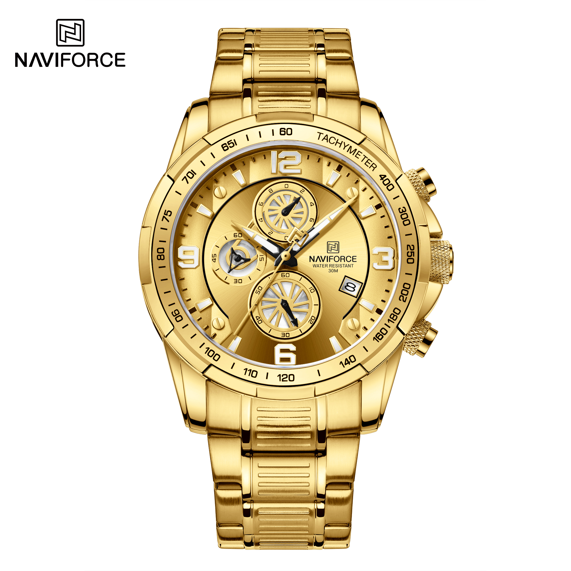 ساعت مچی مردانه نیوی فورس استیل مدل NAVIFORCE 8020 - طلایی طلایی