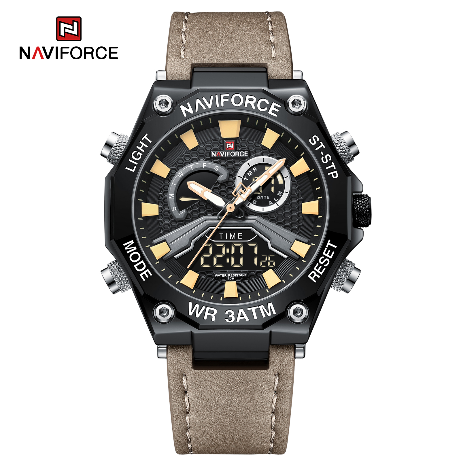 ساعت مچی مردانه نیوی فورس مدل NAVIFORCE 9220 - مشکی قهوه ای