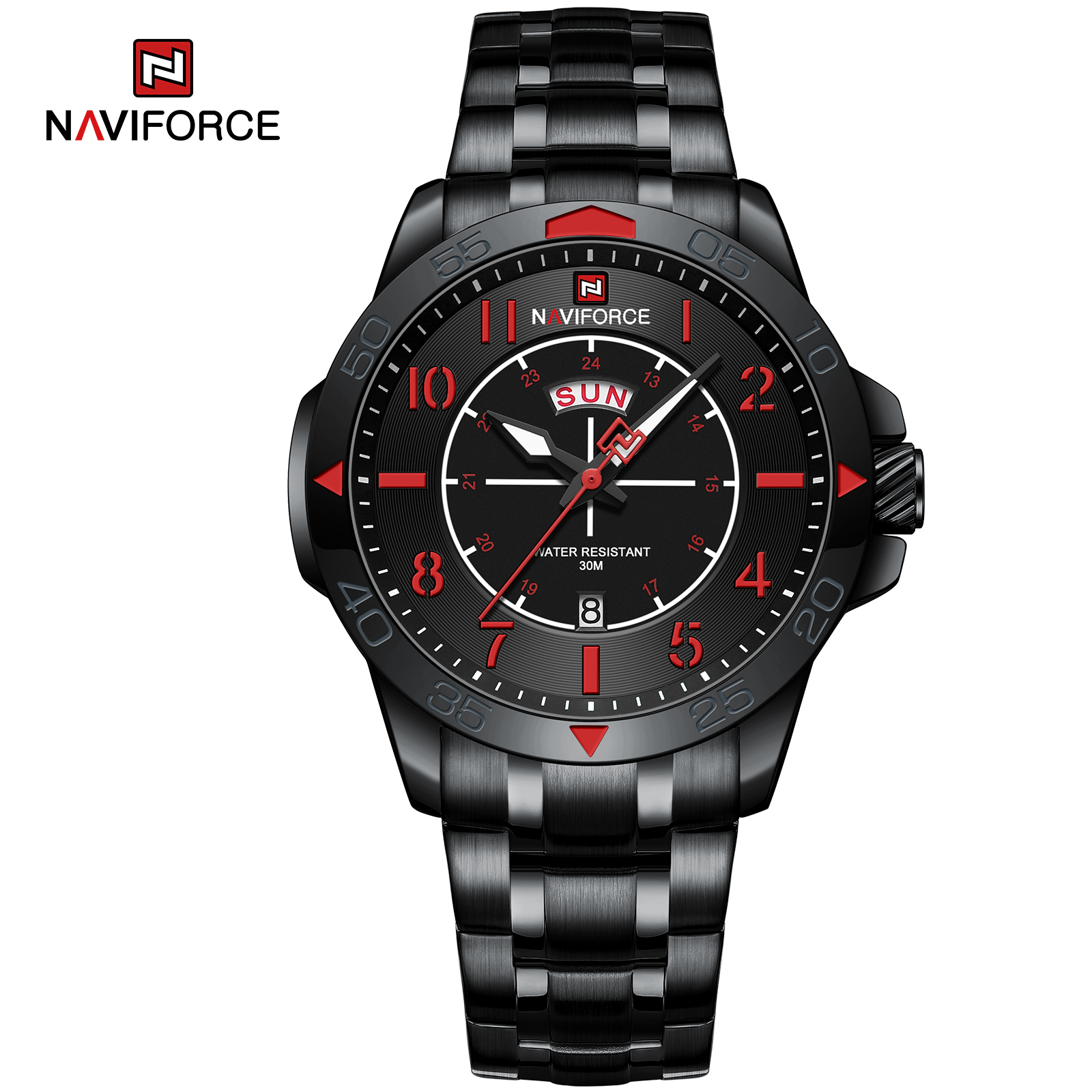 ساعت مچی مردانه استیل نیوی فورس مدل NAVIFORCE 9204 - مشکی قرمز