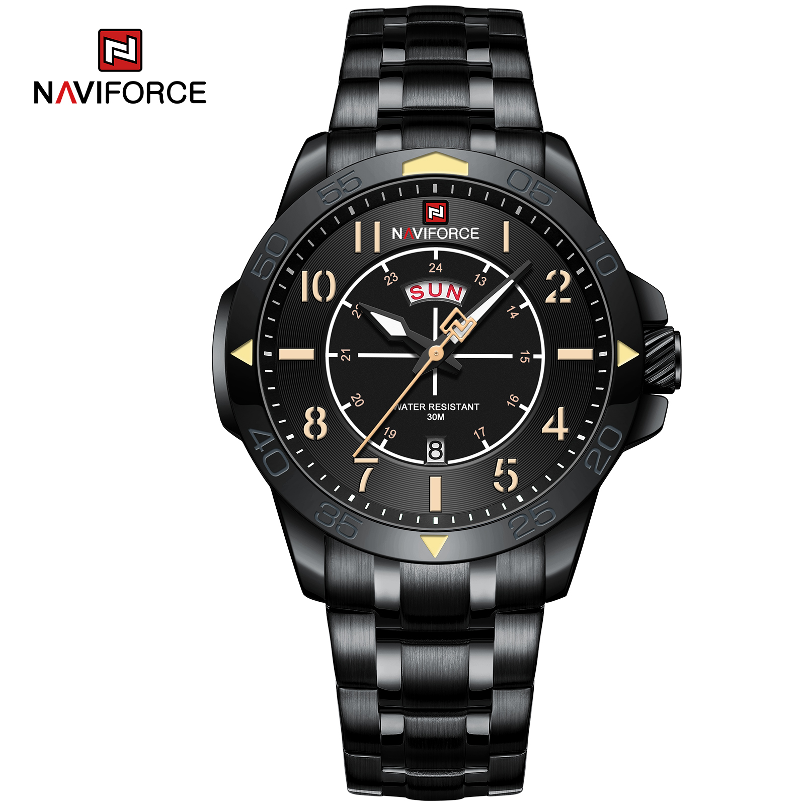 ساعت مچی مردانه استیل نیوی فورس مدل NAVIFORCE 9204 - مشکی زرد