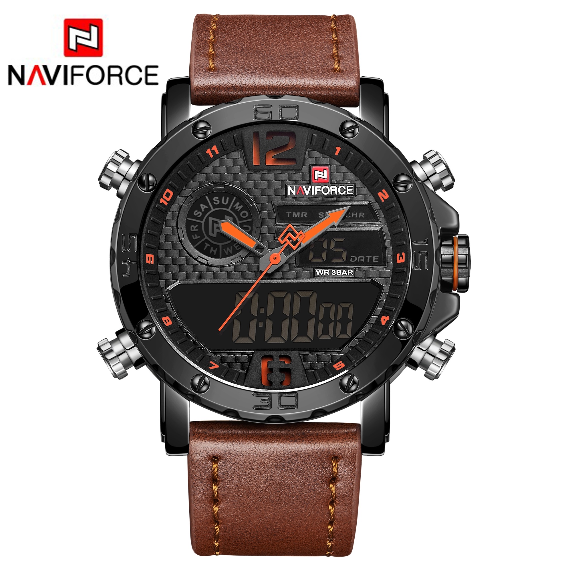 ساعت مچی مردانه نیوی فورس مدل 9134 naviforce - مشکی نارنجی