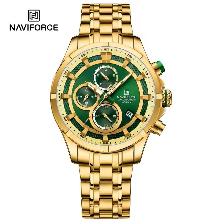 ساعت مچی مردانه نیوی فورس مدل NAVIFORCE 8046 - طلایی سبز